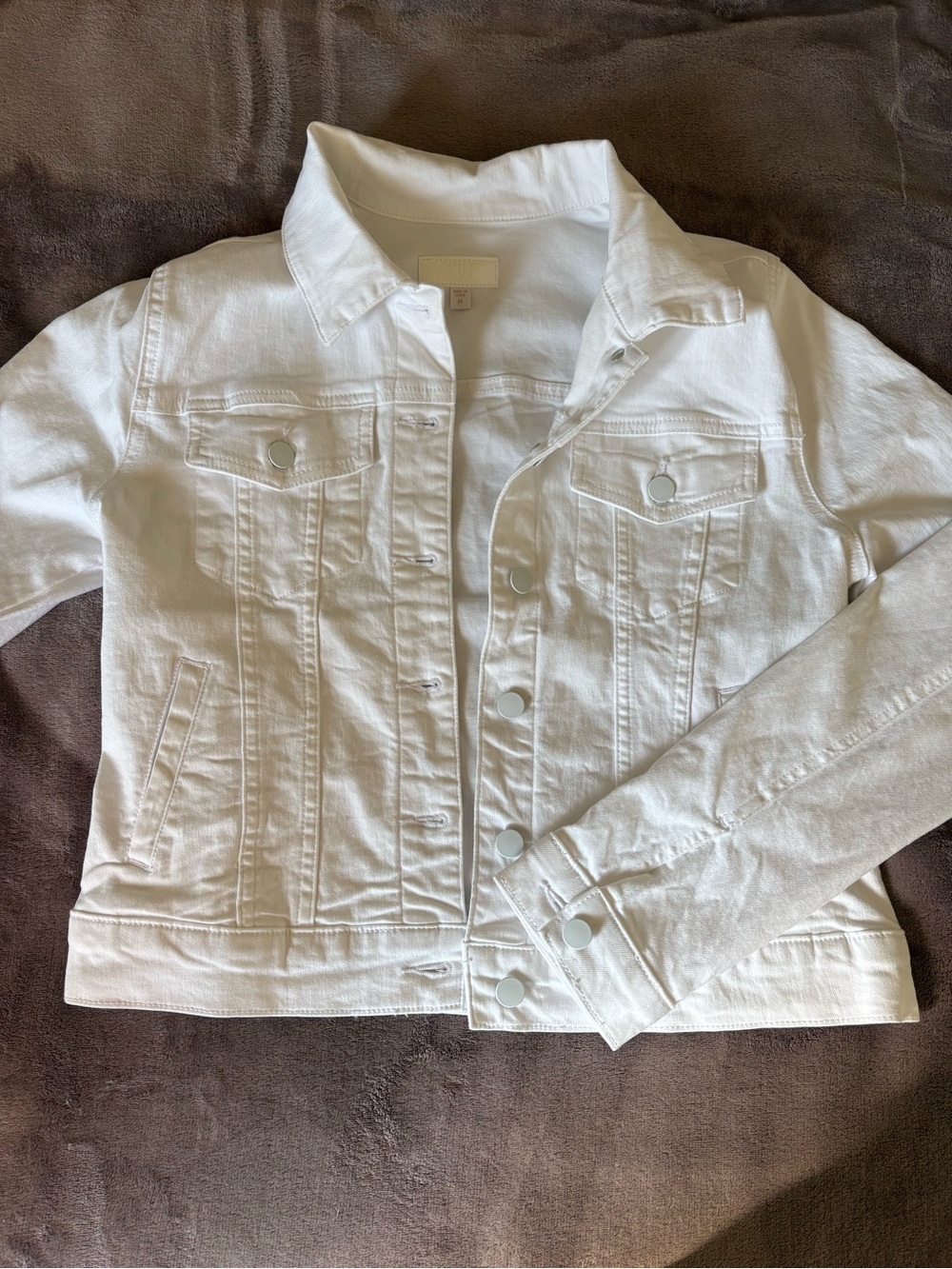Kut from the Kloth Optic White Amelia Jacket White Denim Size Medium
